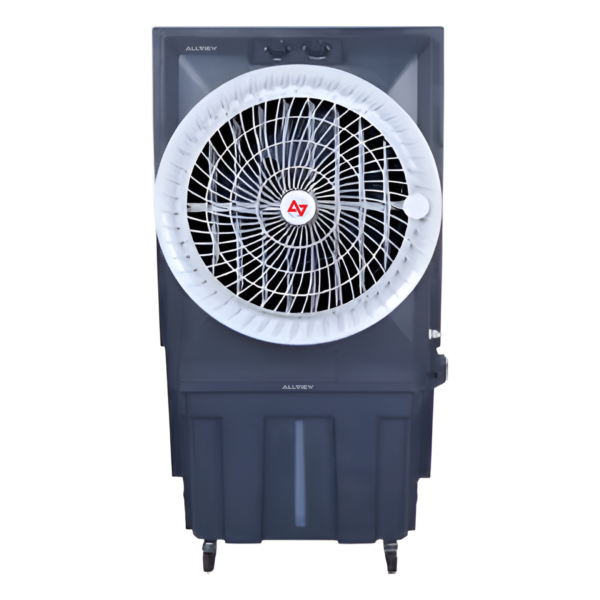 AllView 100L Dark Grey Desert Air Cooler 8550 m³h Airflow 20-Inch Fan Auto Swing Louvres Portable with Castor Wheels 375W High Performance Cooling