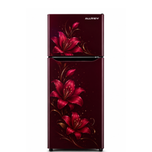 Ruby Red Double Door Refrigerator – Floral Elegance Design
