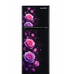AllView Black Floral Double Door Refrigerator – Premium Rose Design